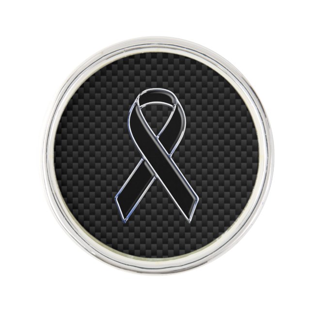 Ribbon Awareness Black Carbon Fiber Pin (Front)