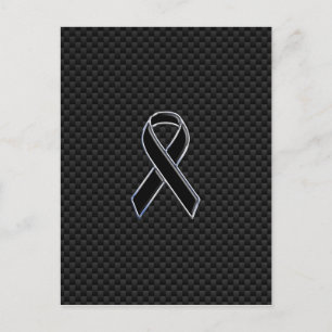 Ribbon Awareness Black Carbon Fiber Postcard