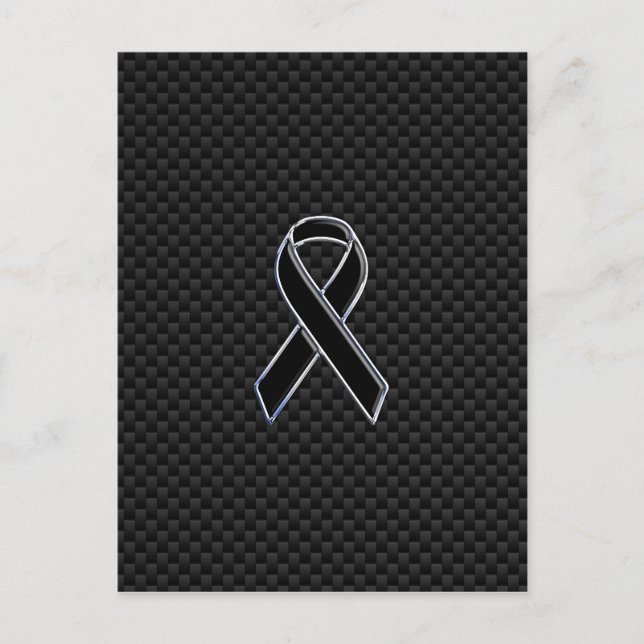 Ribbon Awareness Black Carbon Fiber Postcard (Front)