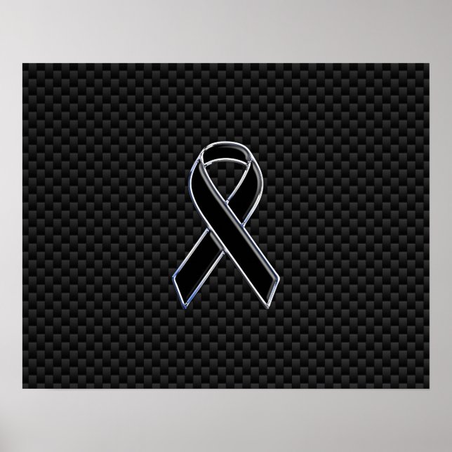 Ribbon Awareness Black Carbon Fiber Poster (Front)