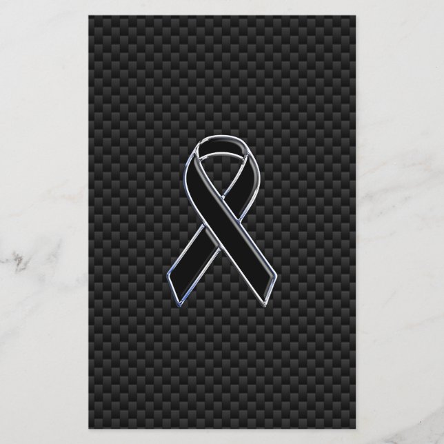 Ribbon Awareness Black Carbon Fiber Stationery (Front)