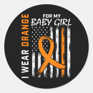 Ribbon Baby Girl Leukemia Awareness Classic Round Sticker
