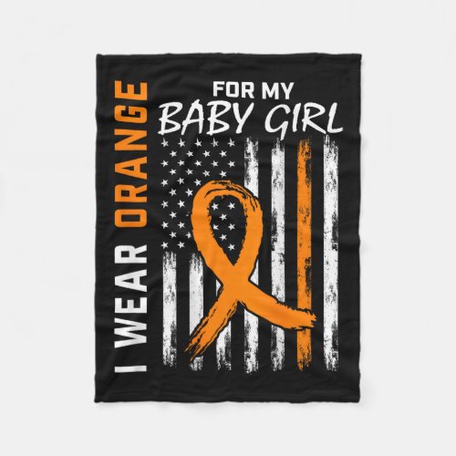 Ribbon Baby Girl Leukemia Awareness  Fleece Blanket