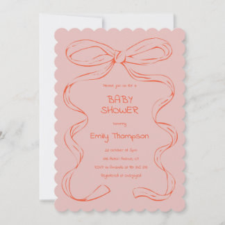 Ribbon Baby Girl Shower Invitation