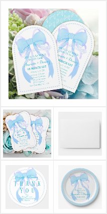 Ribbon Baby Shower Invitation Favors Design