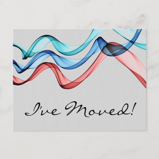 Ribbon Banners Change of Address Postcard (Front)