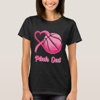 Ribbon Basketball Pink Out Breast Cancer Awareness T-Shirt