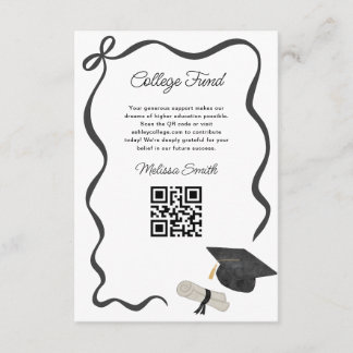 Ribbon Black Bow Graduation college fund Enclosure Card