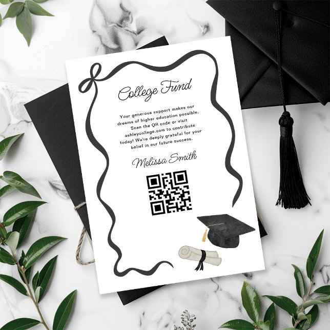 Ribbon Black Bow Graduation college fund Enclosure Card (Creator Uploaded)