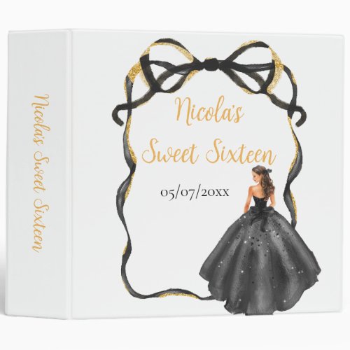 Ribbon Black Brown Hair Princess Sweet Sixteen 3 Ring Binder