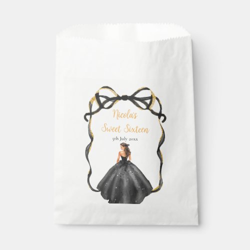 Ribbon Black Brown Hair Princess Sweet Sixteen Favor Bag