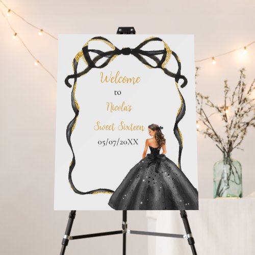 Ribbon Black Brown Hair Princess Sweet Sixteen Foam Board