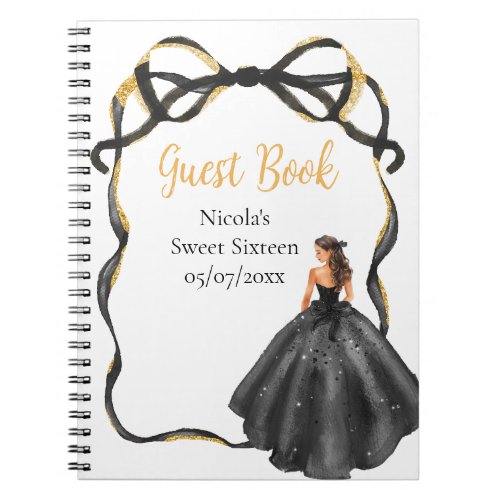 Ribbon Black Brown Hair Princess Sweet Sixteen Notebook