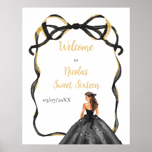 Ribbon Black Brown Hair Princess Sweet Sixteen Poster
