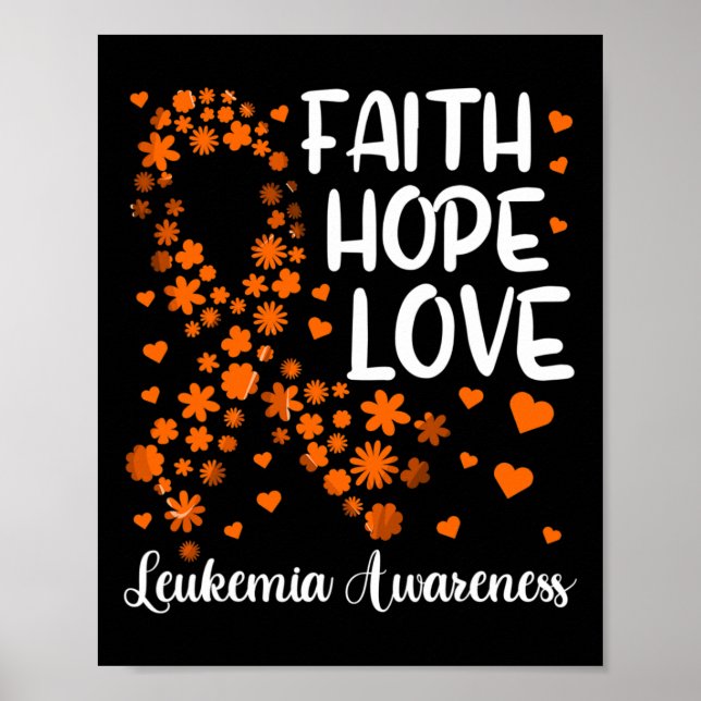 Ribbon Blood Cancer  Faith Hope Love Leukemia Awar Poster (Front)