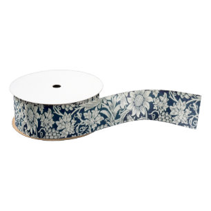 Ribbon - Blue and White Art Nouveau Pattern