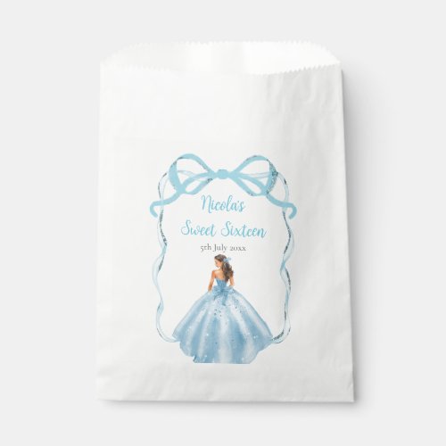 Ribbon Blue Brown Hair Princess Sweet Sixteen Favor Bag