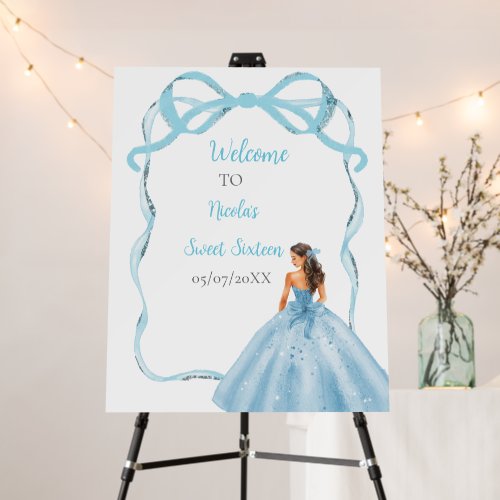 Ribbon Blue Brown Hair Princess Sweet Sixteen Foam Board