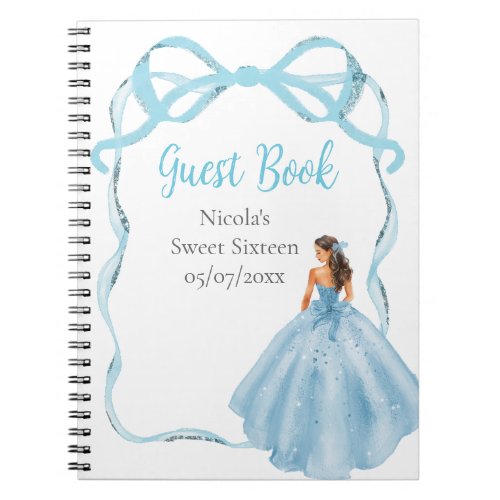 Ribbon Blue Brown Hair Princess Sweet Sixteen  Notebook