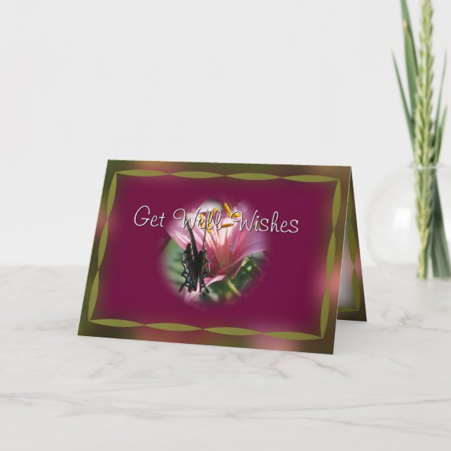 Ribbon Bordered Butterfly- customize any occasion Card (Front)