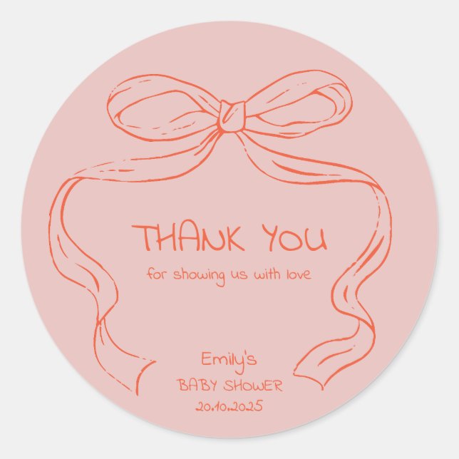 Ribbon Bow - Baby Shower Stickers (Front)