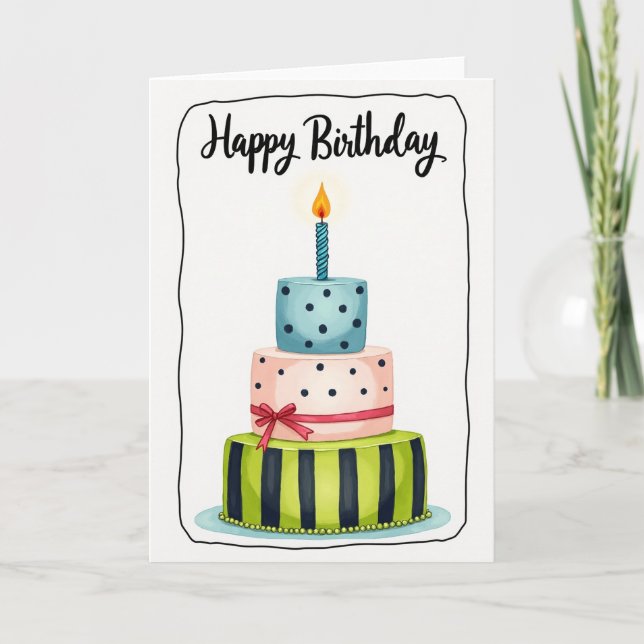 Ribbon Bow Birthday Card (Front)