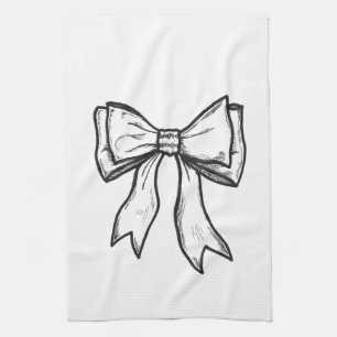 Ribbon bow black and white drawing towel