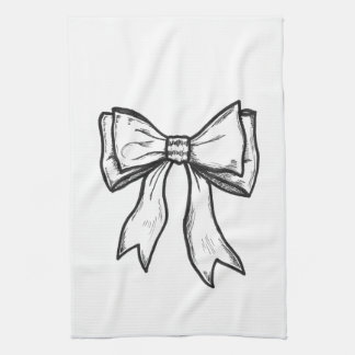 Ribbon bow black and white drawing towel
