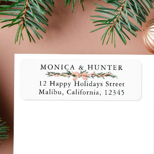 Ribbon Bow Border Christmas Return Address Label