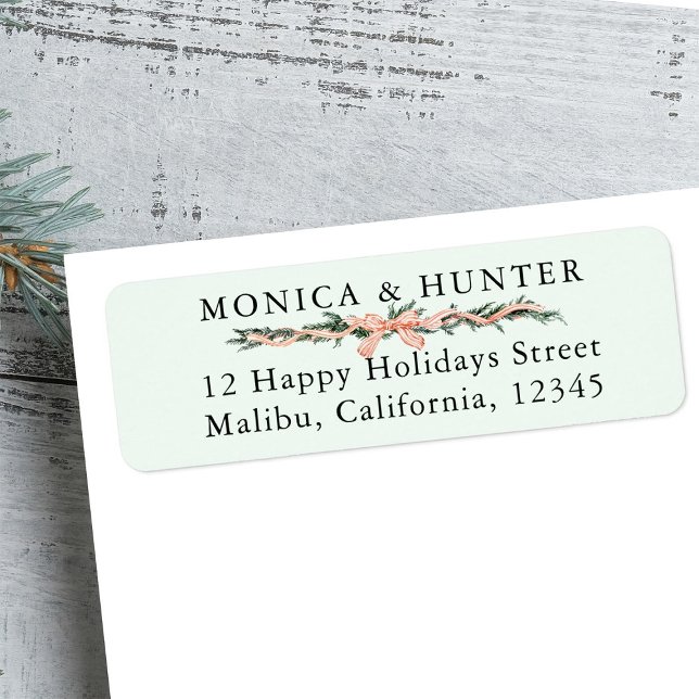 Ribbon Bow Border Return Address Pale Green  Label (Creator Uploaded)