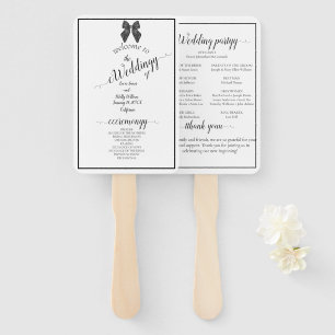 Ribbon Bow Classical Black & White Wedding Hand Fan