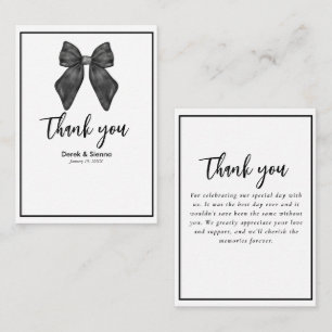 Ribbon Bow Classical Black & White Wedding Note Card