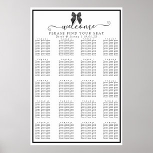 Ribbon Bow Classical Black & White Wedding Seating Poster