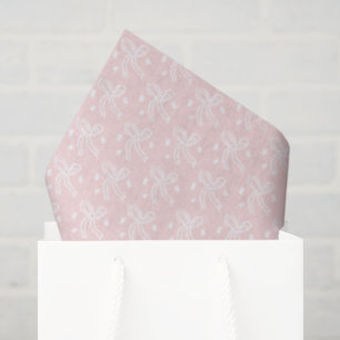Ribbon Bow Doodle Delicate Holiday Pink White Tissue Paper