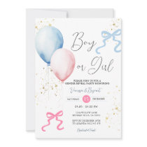Ribbon Bow Pink & Blue Gender Reveal Balloon Invitation