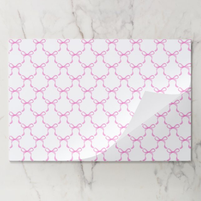 Ribbon Bows Pink Paper Placemats (Folded)