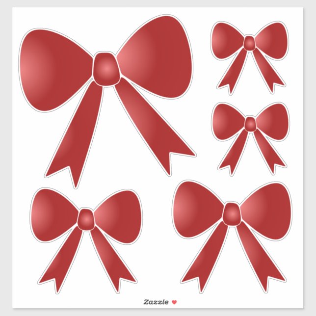 Ribbon Bows - Red Sticker (Sheet)