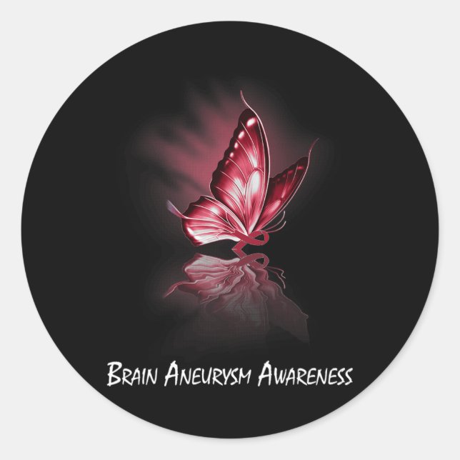 Ribbon Brain Aneurysm Awareness  Classic Round Sticker (Front)