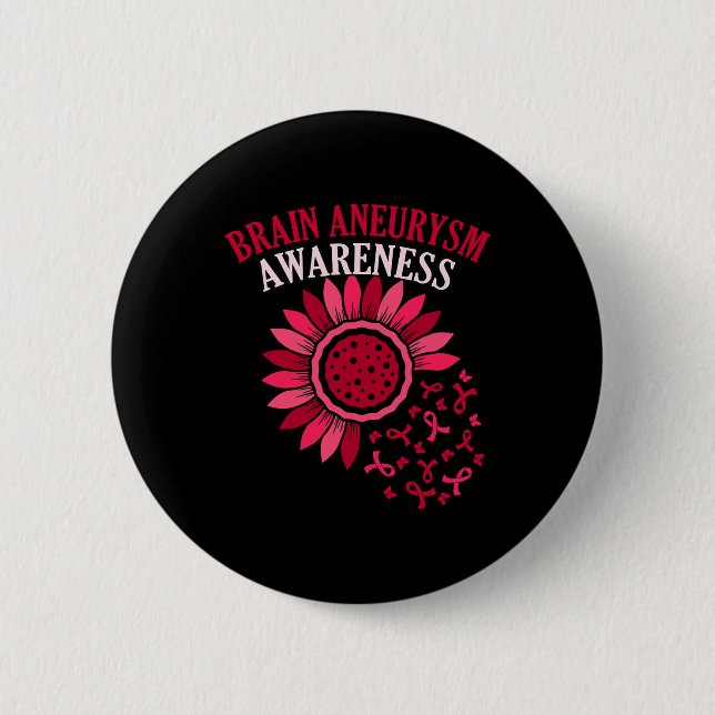 Ribbon Brain Aneurysm Awareness Month Support Grap Button (Front)