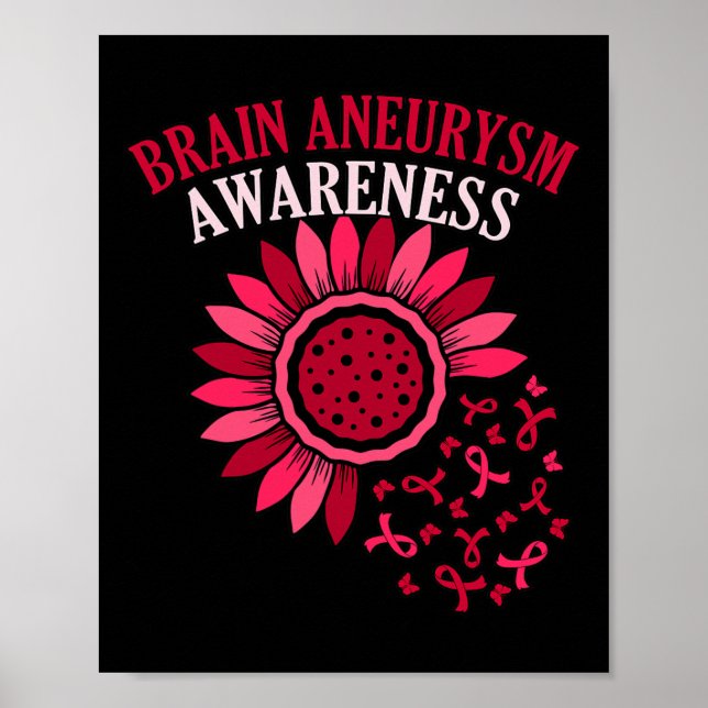 Ribbon Brain Aneurysm Awareness Month Support Grap Poster (Front)