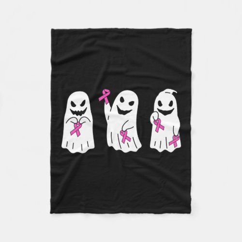 Ribbon Breast Cancer Awareness Ghost Women Kids To Fleece Blanket