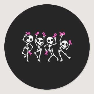Ribbon Breast Cancer Awareness Skeleton Women Men  Classic Round Sticker