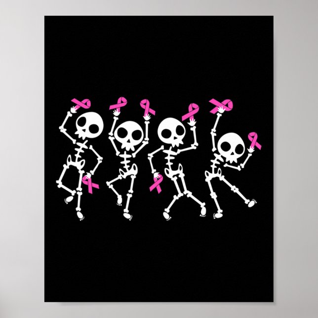 Ribbon Breast Cancer Awareness Skeleton Women Men  Poster (Front)