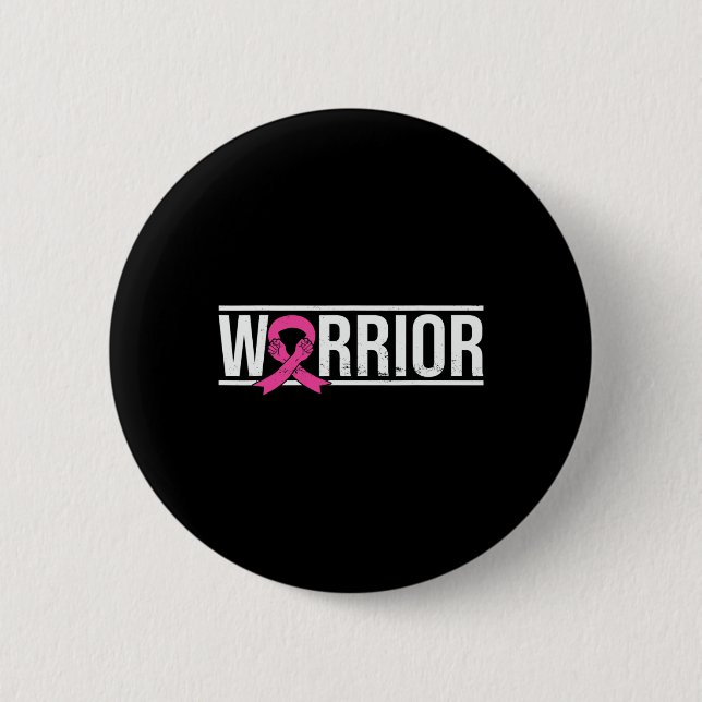 Ribbon Breast Cancer Awareness Warrior Fighter Sur Button (Front)