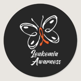 Ribbon Butterfly  Aml Leukemia Awareness 1 Classic Round Sticker