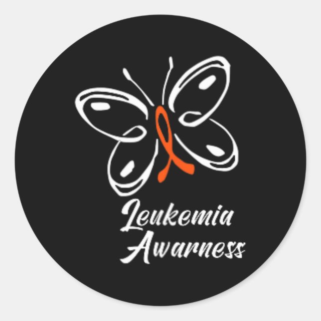 Ribbon Butterfly  Aml Leukemia Awareness 1 Classic Round Sticker (Front)