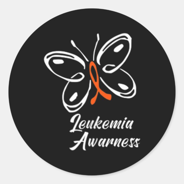 Ribbon Butterfly  Aml Leukemia Awareness 88 Classic Round Sticker (Front)