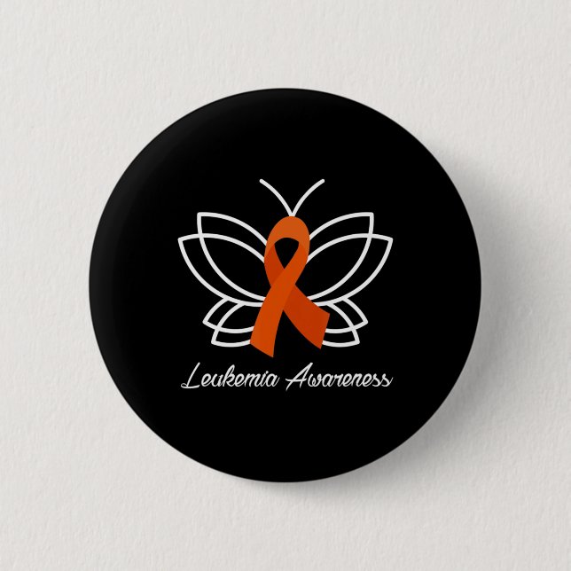 Ribbon Butterfly  Aml Leukemia Awareness  Button (Front)