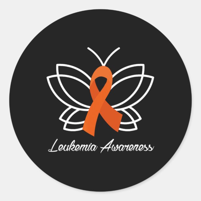 Ribbon Butterfly  Aml Leukemia Awareness  Classic Round Sticker (Front)