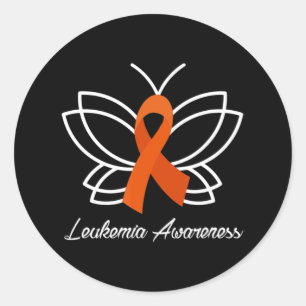 Ribbon Butterfly Aml Leukemia Awareness Classic Round Sticker